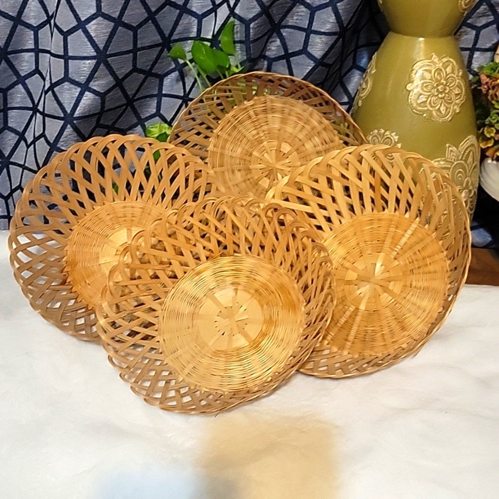 4 boho style woven basket